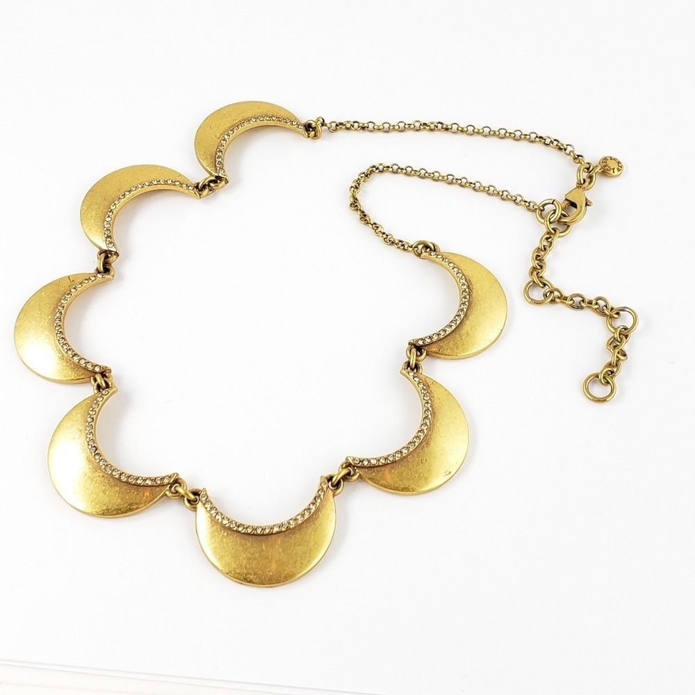 J. Crew Statement Necklace Scallop Moons and Petite Brilliant Rhinestones A0290